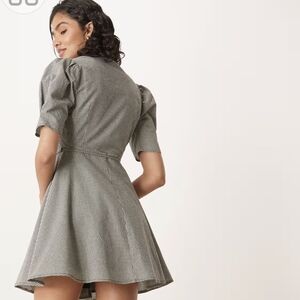 Glamorous Black and White Mini Dress In Micro Black Plaid